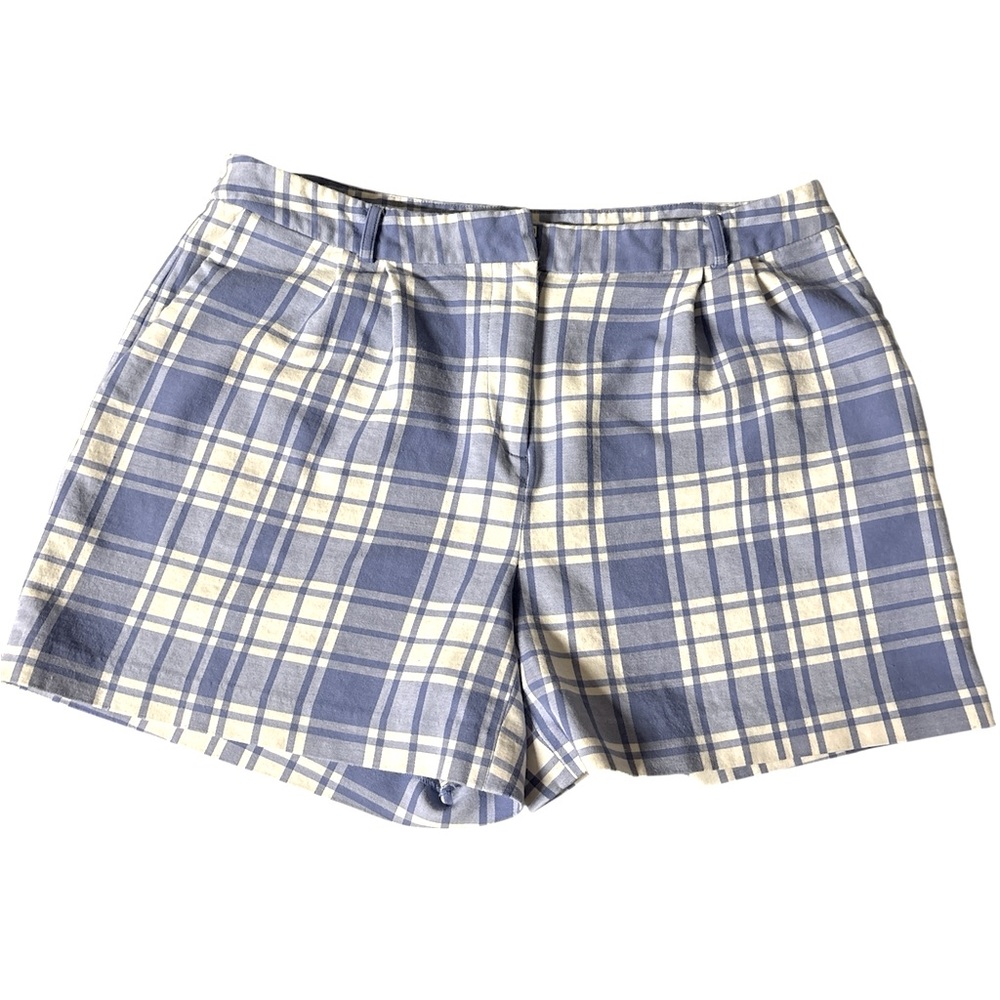 Michael Kors Blue and Cream Plaid Women Shorts